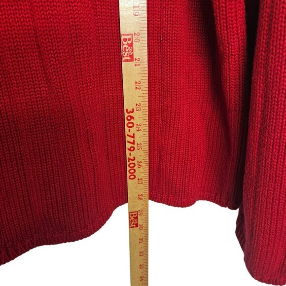 Vtg 90s Polo Ralph Lauren Flag Logo Red Cotton‎ Knit Pullover Sweater Mens Sz XL - Picture 10 of 15